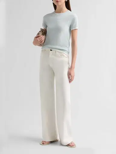 Vince Women's Rib-Knit Cotton-Blend Top - Aqua Stone Optic White - Size XXS | Thumbnail 2 Vince Women's Rib-Knit Cotton-Blend Top - Aqua Stone Optic White - Size XXS | Thumbnail 2