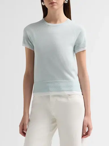 Vince Women's Rib-Knit Cotton-Blend Top - Aqua Stone Optic White - Size XXS | Thumbnail 4 Vince Women's Rib-Knit Cotton-Blend Top - Aqua Stone Optic White - Size XXS | Thumbnail 4