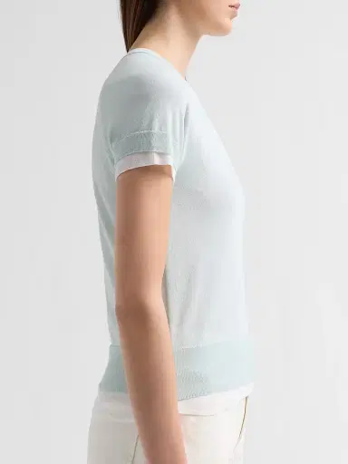 Vince Women's Rib-Knit Cotton-Blend Top - Aqua Stone Optic White - Size XXS | Thumbnail 5 Vince Women's Rib-Knit Cotton-Blend Top - Aqua Stone Optic White - Size XXS | Thumbnail 5