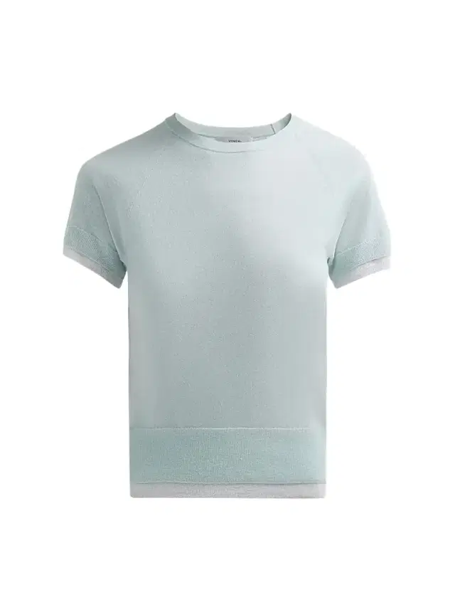 Vince Women's  Rib-Knit Cotton-Blend Top - Aqua Stone Optic White