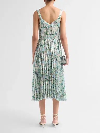 Vince Women's Printed Acoordion-Pleat Midi-Dress - Herb Petal - Size XXS | Thumbnail 3