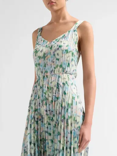 Vince Women's Printed Acoordion-Pleat Midi-Dress - Herb Petal - Size XXS | Thumbnail 5