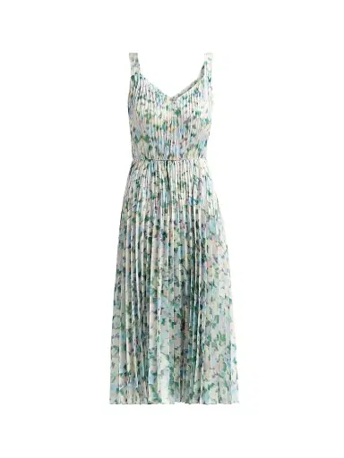 Vince Women's Printed Acoordion-Pleat Midi-Dress - Herb Petal - Size XXS | Thumbnail 1