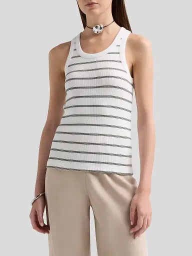 Vince Women's Striped Cotton-Blend Tank - Herb Combo - Size XXS | Thumbnail 4 Vince Women's Striped Cotton-Blend Tank - Herb Combo - Size XXS | Thumbnail 4