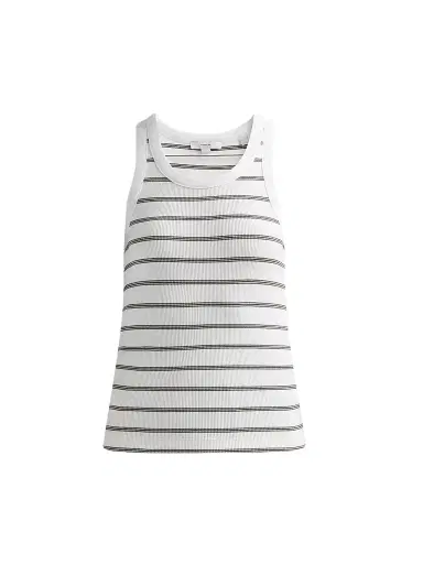 Vince Women's Striped Cotton-Blend Tank - Herb Combo - Size XXS | Thumbnail 1 Vince Women's Striped Cotton-Blend Tank - Herb Combo - Size XXS | Thumbnail 1