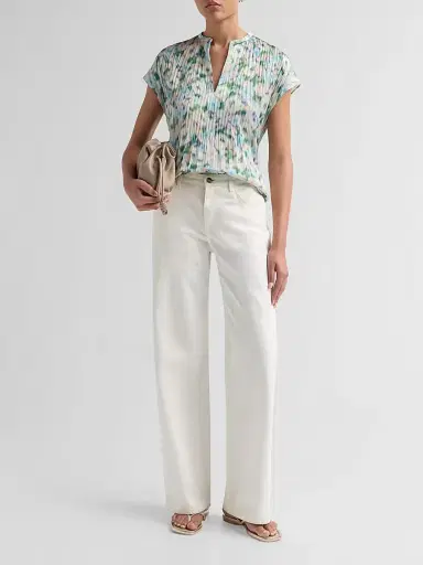 Vince Women's Painted Garden Split Neck Top | Thumbnail 2 Vince Women's Painted Garden Split Neck Top | Thumbnail 2