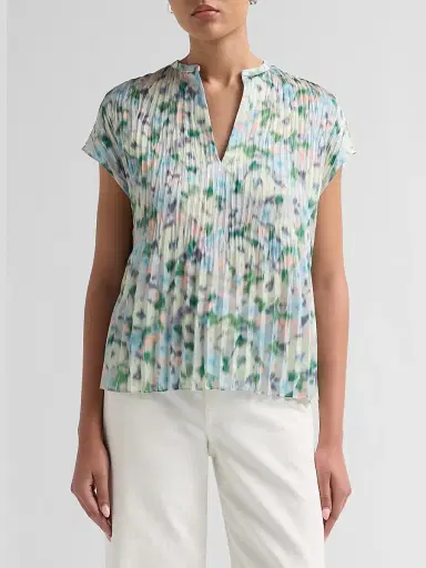 Vince Women's Painted Garden Split Neck Top | Thumbnail 4 Vince Women's Painted Garden Split Neck Top | Thumbnail 4