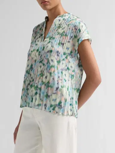 Vince Women's Painted Garden Split Neck Top | Thumbnail 5 Vince Women's Painted Garden Split Neck Top | Thumbnail 5