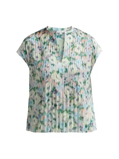 Vince Women's Painted Garden Split Neck Top | Thumbnail 1 Vince Women's Painted Garden Split Neck Top | Thumbnail 1