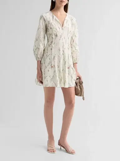 Veronica Beard Women's Ollian Cotton-Silk A-Line Minidress - Dove Multi - Size 16 | Thumbnail 2 Veronica Beard Women's Ollian Cotton-Silk A-Line Minidress - Dove Multi - Size 16 | Thumbnail 2