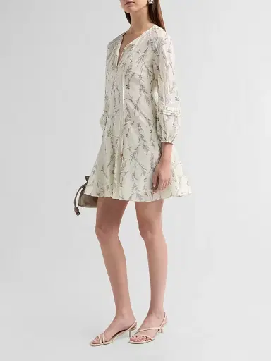 Veronica Beard Women's Ollian Cotton-Silk A-Line Minidress - Dove Multi - Size 16 | Thumbnail 4 Veronica Beard Women's Ollian Cotton-Silk A-Line Minidress - Dove Multi - Size 16 | Thumbnail 4