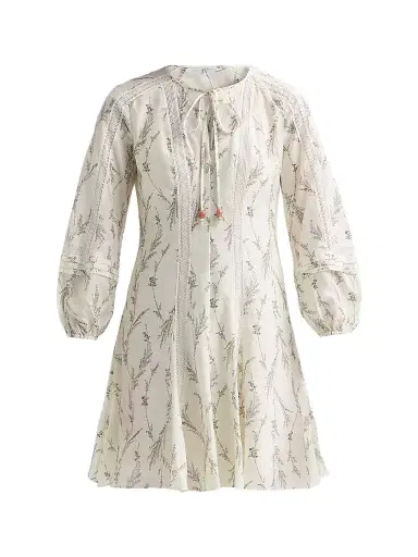 Veronica Beard Women's Ollian Cotton-Silk A-Line Minidress - Dove Multi - Size 16 | Thumbnail 1 Veronica Beard Women's Ollian Cotton-Silk A-Line Minidress - Dove Multi - Size 16 | Thumbnail 1