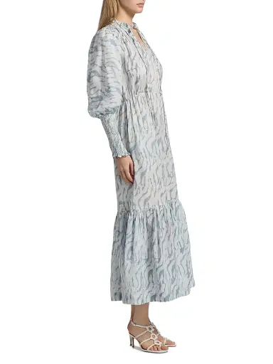 Elisamama Women's Tomori Printed Midi-Dress - Light Blue - Size XL | Thumbnail 4