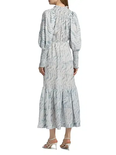 Elisamama Women's Tomori Printed Midi-Dress - Light Blue - Size XL | Thumbnail 5