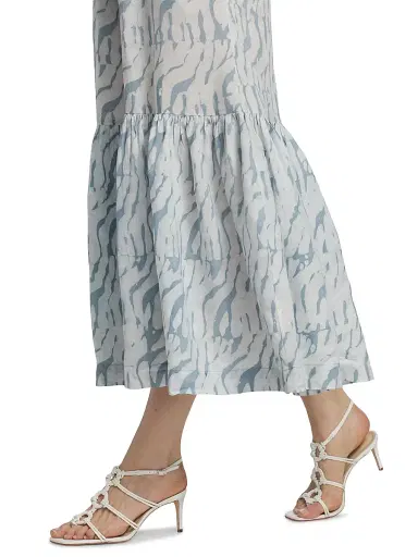 Elisamama Women's Tomori Printed Midi-Dress - Light Blue - Size XL | Thumbnail 6