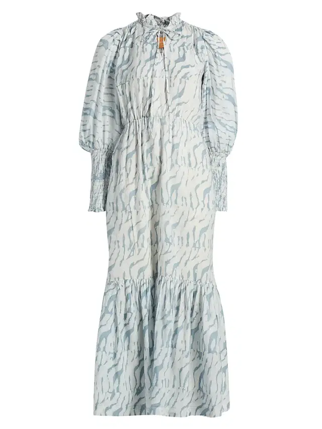 Elisamama Women's Tomori Printed Midi-Dress - Light Blue
