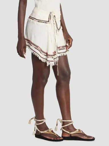 Isabel Marant Women's Feriel Silk Printed-Trim Miniskirt | Thumbnail 4 Isabel Marant Women's Feriel Silk Printed-Trim Miniskirt | Thumbnail 4