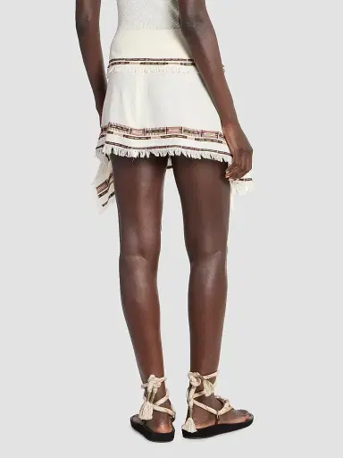 Isabel Marant Women's Feriel Silk Printed-Trim Miniskirt - Ecru - Size 12 | Thumbnail 5