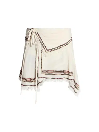 Isabel Marant Women's Feriel Silk Printed-Trim Miniskirt | Thumbnail 1 Isabel Marant Women's Feriel Silk Printed-Trim Miniskirt | Thumbnail 1
