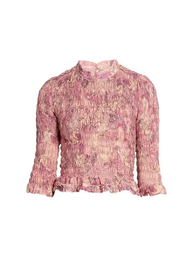 Women's Carola Floral Silk Blouse - Pink