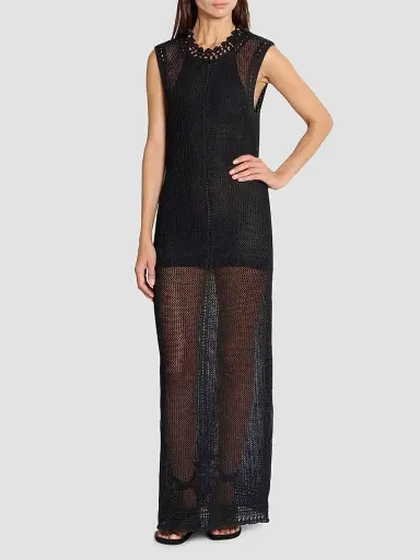 Isabel Marant Women's Metaya Cotton-Blend Mesh Maxi Dress - Black - Size 10 | Thumbnail 2