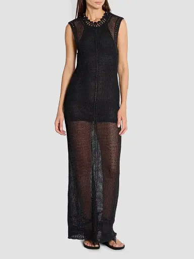 Isabel Marant Women's Metaya Cotton-Blend Mesh Maxi Dress - Black - Size 10 | Thumbnail 3