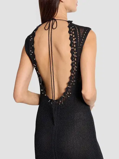 Isabel Marant Women's Metaya Cotton-Blend Mesh Maxi Dress - Black - Size 10 | Thumbnail 6