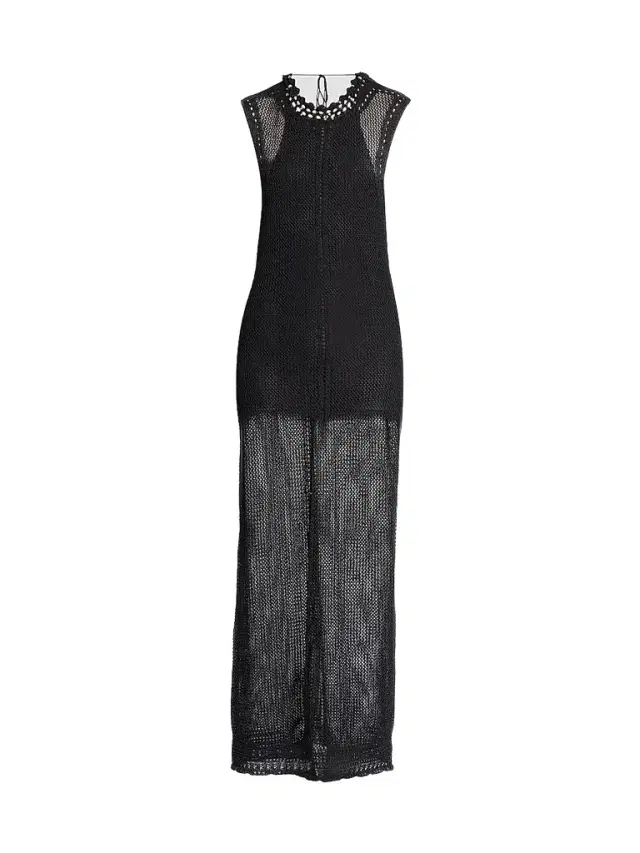 Women's Metaya Cotton-Blend Mesh Maxi Dress - Black
