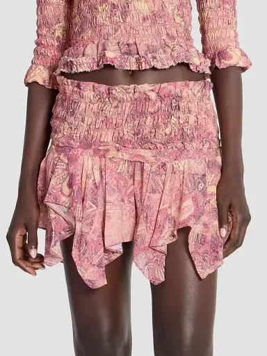 Isabel Marant Women's Ceiva Floral Silk Miniskirt - Pink - Size 12 | Thumbnail 3
