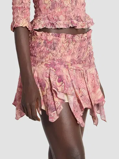 Isabel Marant Women's Ceiva Floral Silk Miniskirt - Pink - Size 12 | Thumbnail 4