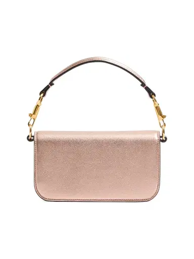 Valentino Garavani Women's Locò Shoulder Bag in Laminated Calfskin with Jewel Logo - Rose Cannelle | Thumbnail 4