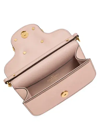Valentino Garavani Women's Locò Shoulder Bag in Laminated Calfskin with Jewel Logo - Rose Cannelle | Thumbnail 7