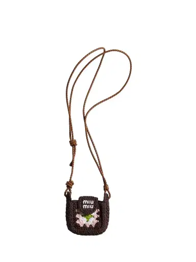 Miu Miu Women's Crochet Earbud Pouch - Brown | Thumbnail 1 Miu Miu Women's Crochet Earbud Pouch - Brown | Thumbnail 1