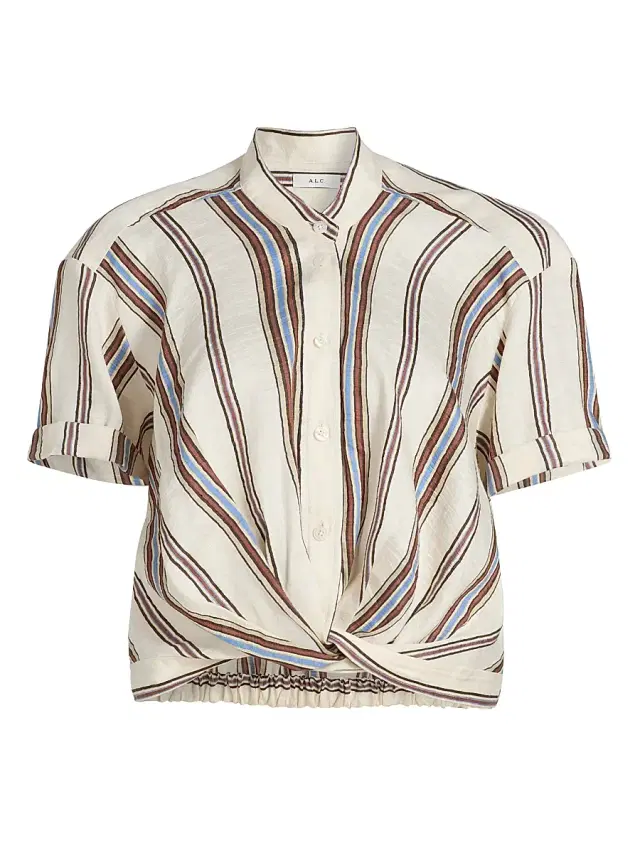 A.L.C. Women's Leonore Linen-Blend Striped Top - Panna Multi
