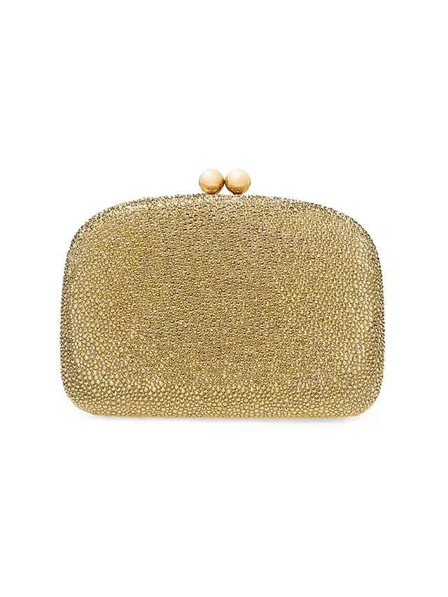 Carolina Herrera Women's Vega Crystal-Embellished Suede Clutch - Gold