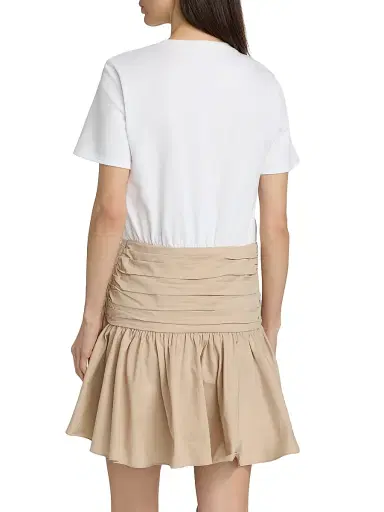 Cinq à Sept Women's Leslie Cotton Combo Crewneck Minidress - White Khaki - Size Large | Thumbnail 5 Cinq à Sept Women's Leslie Cotton Combo Crewneck Minidress - White Khaki - Size Large | Thumbnail 5