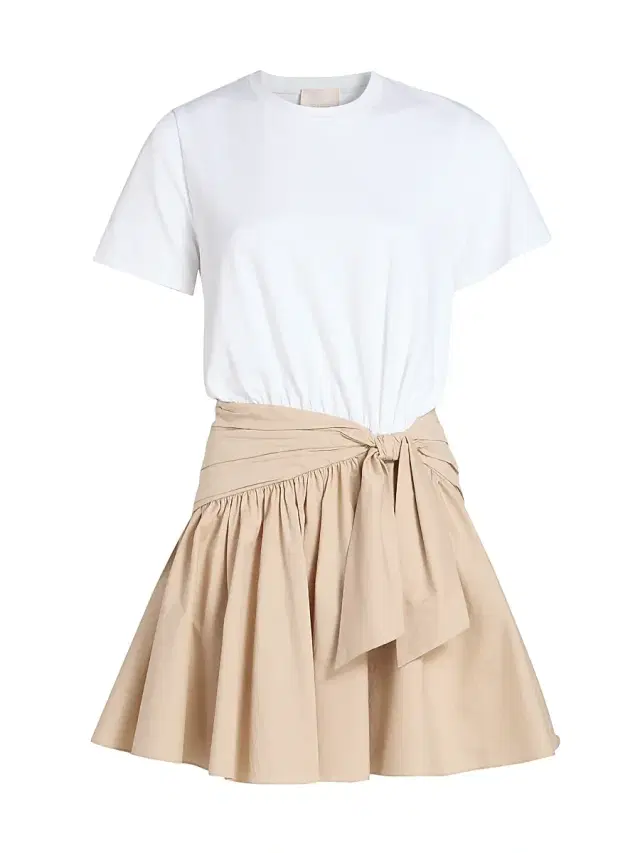 Cinq à Sept Women's Leslie Cotton Combo Crewneck Minidress - White Khaki