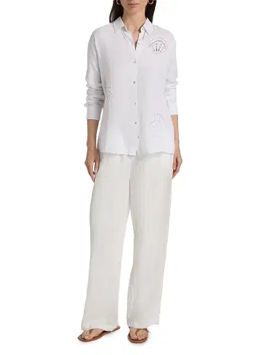 Rails Women's Charli Eyelet Embroidered Linen-Blend Shirt - White Seashells | Thumbnail 2 Rails Women's Charli Eyelet Embroidered Linen-Blend Shirt - White Seashells | Thumbnail 2