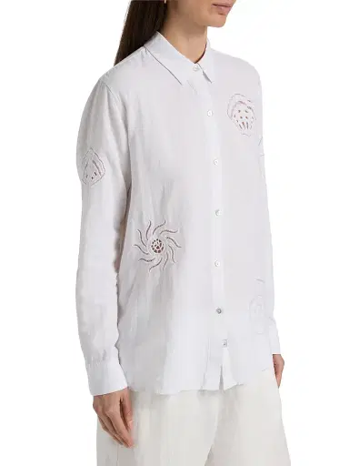 Rails Women's Charli Eyelet Embroidered Linen-Blend Shirt - White Seashells | Thumbnail 4 Rails Women's Charli Eyelet Embroidered Linen-Blend Shirt - White Seashells | Thumbnail 4