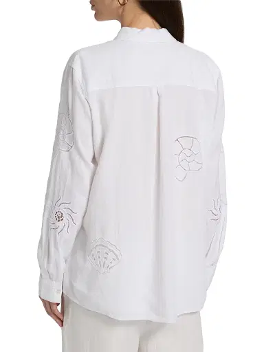Rails Women's Charli Eyelet Embroidered Linen-Blend Shirt - White Seashells | Thumbnail 5 Rails Women's Charli Eyelet Embroidered Linen-Blend Shirt - White Seashells | Thumbnail 5