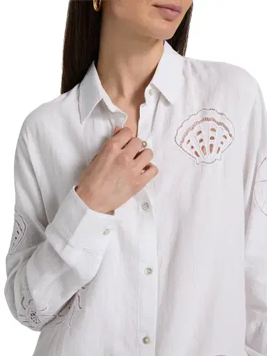 Rails Women's Charli Eyelet Embroidered Linen-Blend Shirt - White Seashells | Thumbnail 6 Rails Women's Charli Eyelet Embroidered Linen-Blend Shirt - White Seashells | Thumbnail 6