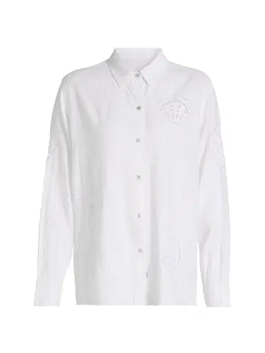 Rails Women's Charli Eyelet Embroidered Linen-Blend Shirt - White Seashells | Thumbnail 1 Rails Women's Charli Eyelet Embroidered Linen-Blend Shirt - White Seashells | Thumbnail 1