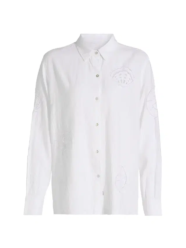 Rails Women's Charli Eyelet Embroidered Linen-Blend Shirt - White Seashells