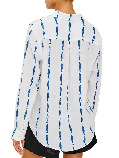 Rails Women's Charli Printed Linen-Blend Shirt - Sardines | Thumbnail 5 Rails Women's Charli Printed Linen-Blend Shirt - Sardines | Thumbnail 5