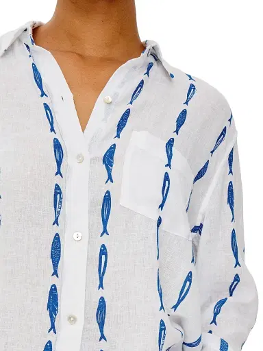 Rails Women's Charli Printed Linen-Blend Shirt - Sardines | Thumbnail 6 Rails Women's Charli Printed Linen-Blend Shirt - Sardines | Thumbnail 6