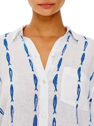 Rails Women's Charli Printed Linen-Blend Shirt - Sardines | Thumbnail 7 Rails Women's Charli Printed Linen-Blend Shirt - Sardines | Thumbnail 7