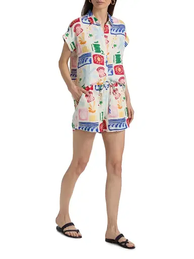 Rails Women's Farrah Printed Linen Short-Sleeve Shirt - Bahama | Thumbnail 2