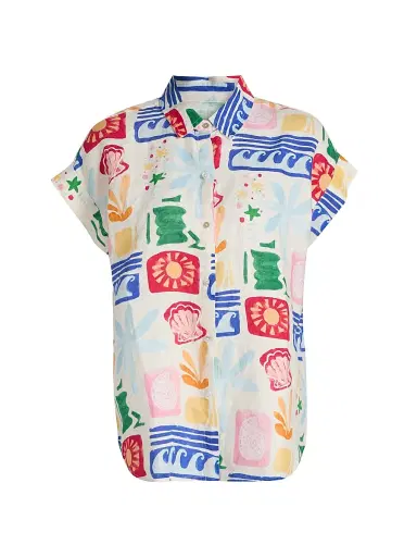 Rails Women's Farrah Printed Linen Short-Sleeve Shirt - Bahama | Thumbnail 1