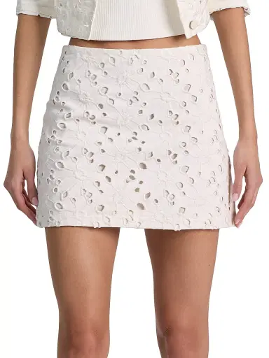 Alice + Olivia Women's Riley Eyelet Denim Miniskirt - Off White - Size 32 | Thumbnail 6 Alice + Olivia Women's Riley Eyelet Denim Miniskirt - Off White - Size 32 | Thumbnail 6