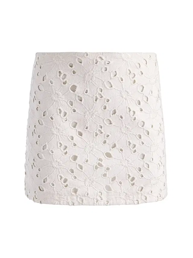 ALICE + OLIVIA Women's Riley Eyelet Denim Miniskirt - Off White